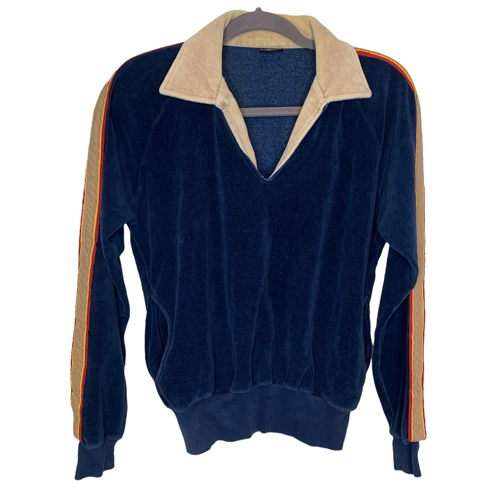 Vintage 80s Blades By Robert Bruce Velour Collared Sweater